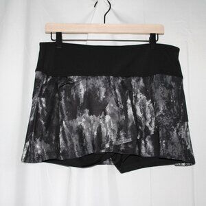 Fila Black & White Paint Tiered Skort Athletic Tennis Skirt Size Large